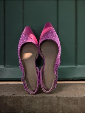 Journee Collection Fuchsia Pointed-Toe Slingback Flats
